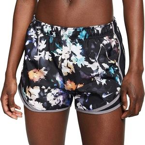 Womens Black Floral Nike Running Shorts, Small